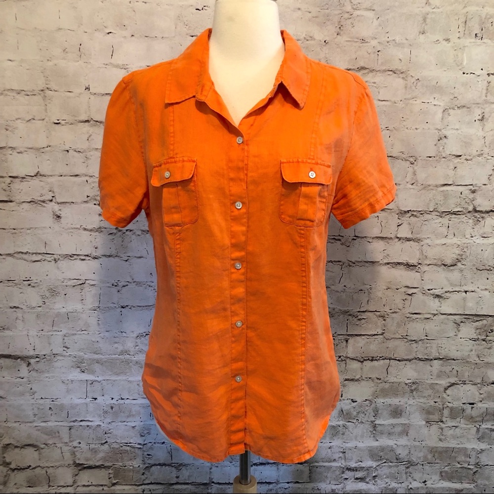 Tommy Bahama Relax Orange Linen Top